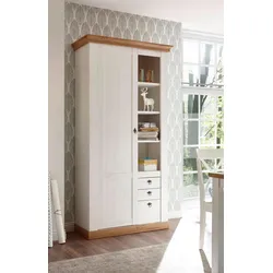 Highboard HOME AFFAIRE "Cremona", weiß (pinie weiß nb, applikation wotan eiche nb), B:103cm H:204cm T:47cm, Sideboards, Höhe 204 cm