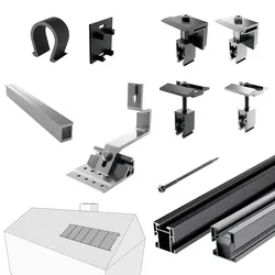 PV-Montagesystem Ziegeldach einstellbar, vertikal, 6 Kollektoren, Mounting Systems
