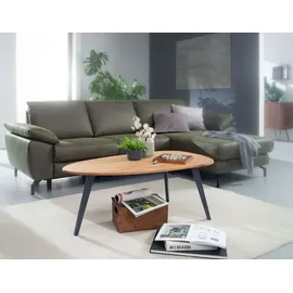 FineBuy Couchtisch oval Braun Akazie 110 x 45 cm