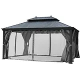 DEKO VERTRIEB BAYERN Pavillon Premium Pavillon Garten Pergola 3,65 x 3,65 m mit festem Metall Dach