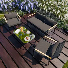 garmio Gartenmöbel Set 4-tlg. Polyrattan