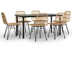 vidaXL 7-tlg. Garten-Essgruppe Poly Rattan