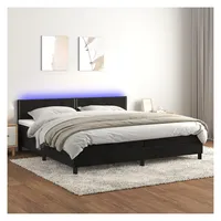 vidaXL Boxspringbett mit Matratze & LED Schwarz 200x200 cm Samt