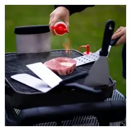 Intirilife Grillbesteck Set 9-teilig Edelstahl schwarz