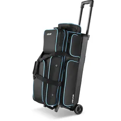 VEVOR Bowlingtasche 3 Bälle mit Doppelrollen Bowling Bag Einziehbarer Griff Blau