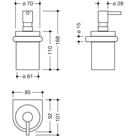 Hewi Serie 480 Seifen-/Desinfektionsmittelspender 480.06.00260DC mit Halter, pulverbeschichtet, schwarz matt