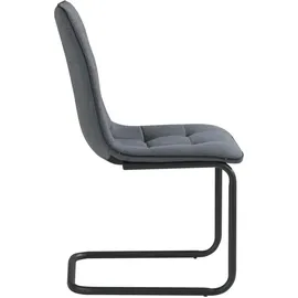 Home4You Schwingstühle 2er Set, Dunkelgrau - Schwarz matt - Webstoff - Rundrohrgestell - 2er Set