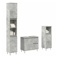 VidaXL Badmöbel-Set Betongrau 3-tlg. Grau