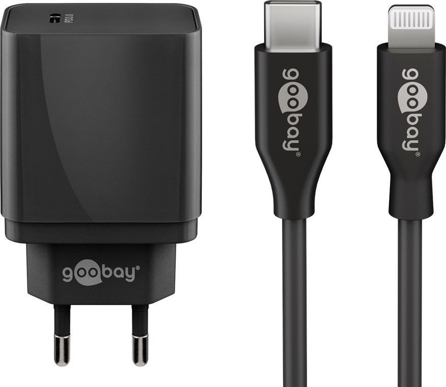 Goobay Lightning/USB-CTM PD-Ladeset (25 W) - USB-CTM Netzteil 25 W inklusive USB-CTM auf Lightning Kabel für z.B. iPhone 12