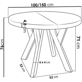 WFL GROUP Esstisch Hellgrau, Holzwerkstoff, 8-Sitzer, Rund,Rund, 100x76x100 cm Esszimmer, Tische, Esstische