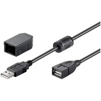 goobay 93284 USB Kabel 2 m USB 2.0 USB A Verlängerungskabel mit Sicherungsclip / A Ferritkern / 480 Mbits Verlängerung / Kupferleiter / Schwarz