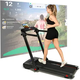 Christopeit Sport® Laufband »2 in 1«, (1 tlg., inkl. Bluetooth-Musikboxen), bis max. 14 km/h, klappbar, rot