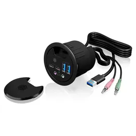 Icy Box IB-HUB1403B 4 Port USB 3.0 Tisch-Hub mit Type-C®, Type-A und Audio Ein-/Ausgang