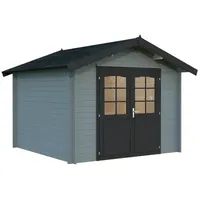 Palmako Gartenhaus Lotta 7,3 m2 - 28 mm hellgrau/anthrazit