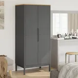 Kleiderschrank Floro Grau 77x53x171 Cm Massivholz Kiefer