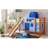 90 x 200 cm Buche massiv natur hellblau/dunkelblau