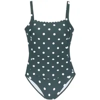 LASCANA Badeanzug Damen Dunkelgrün/Creme 48 Cup E