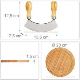 Relaxdays Wiegemesser mit Brett 20 cm Natur/Silber