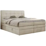 mks möbel MKS Boxspringbett, Beige, Textil, 2-Sitzer, H3, Rechteckig, 180x200 cm, Schlafzimmer, Betten, Boxspringbetten