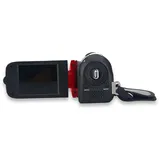 CCYLEZ Videokamera, 4X High-Definition-Digital-Camcorder, Full HD DV-Kamera, 270°-Rotations-Camcorder, Unterstützt Speicher 32G, für Heimparty, Picknick Im Freien, Camping(EU Red)