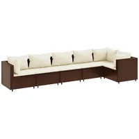 vidaXL 6-tlg Garten-Lounge-Set mit Kissen Braun Poly Rattan Modell 16