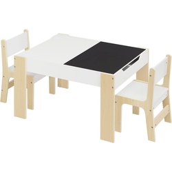 EUGAD Kindersitzgruppe, (Set, 3-tlg., Kindertisch mit 2 Stühlen), mit 4 Stauraum weiß