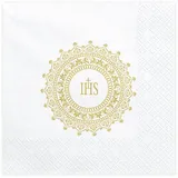 OEM PartyDeco Servietten IHS 33x33cm Gold (1 Pack / 20 Stück 3-lagig Papierservietten Motivservietten christliche Motive