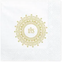 OEM PartyDeco Servietten IHS 33x33cm Gold (1 Pack / 20 Stück 3-lagig Papierservietten Motivservietten christliche Motive