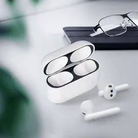 kwmobile Staubschutz Sticker kompatibel mit Apple Airpods Pro 2 - Metallstaub Schutz Aufkleber Skins in Schwarz