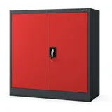 Jan Nowak Aktenschrank Metall Büroschrank abschließbar 90 cm BEATA 2 Böden Stahl (Stahl 0,6 mm Wandmontage möglich PZH-zertifiziert 93 cm) Aktenschrank 30 Ordner Schloss 2 Schlüssel kompakt 13 Farben rot