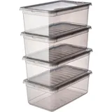 keeeper Aufbewahrungsboxen mit Air Control System, 4-teiliges Set, 4 x 5,6 l, Bea, Transparent (Crystal Grey)