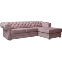 Elegantes Avia Ecksofa - Rosa Rechts - L-förmiges Sofa, Schlafsofa, Bettsofa, dekorative Steppung, Ottomane Links oder Rechts Wohnzimmerset, Polst... - Rosa