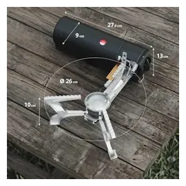 evocamp Gaskocher mit Tragetasche, klappbaren Gas Campingkocher mit Wärmeleitblech Camping Kocher mit Piezozündung