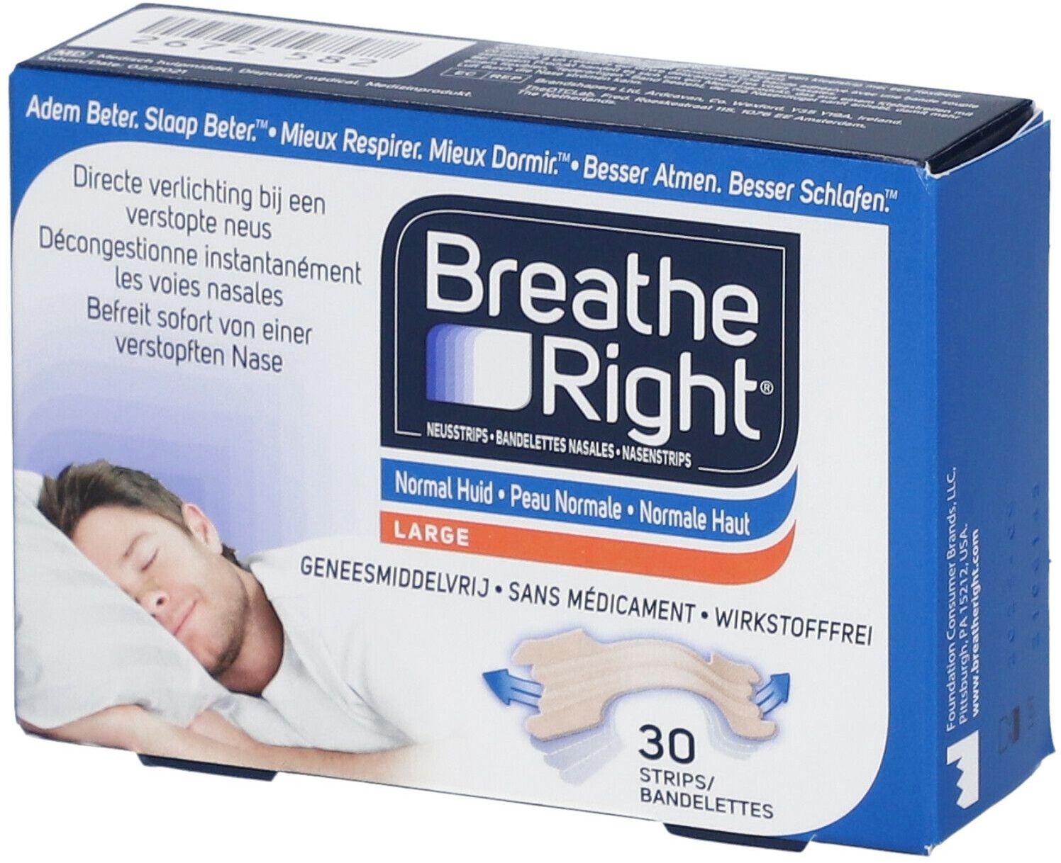 Breathe Right® Bandelettes Nasales Tan Large 30 pc(s) pansement(s)