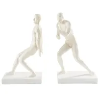 JOTEX Push Bücherstütze, stilvolle und Starke dekorative Buchstütze aus Polyresin (2er Set) - Weiß, 26.7X16.5X11 cm