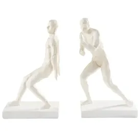 JOTEX Push Bücherstütze, stilvolle und Starke dekorative Buchstütze aus Polyresin (2er Set) - Weiß, 26.7X16.5X11 cm