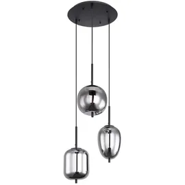 GLOBO Blacky 3-flg. 46 cm rund schwarz Metall Rauchglas