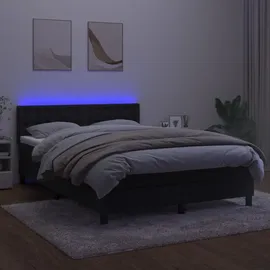 vidaXL Boxspringbett mit Matratze & LED Schwarz 140x200 cm Samt