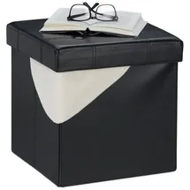 Relaxdays Sitzhocker mit Stauraum, Schwarz
