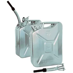 2x Metallkanister silber 20Liter inkl. Ausgießer + Halter Benzin Diesel
