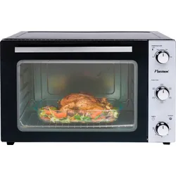BESTRON Minibackofen "AOV55, 2-in-1 Gerät", schwarz, B:47cm H:39cm T:60,5cm, Minibacköfen, mit Drehspieß, Edelstahl, Schwarz