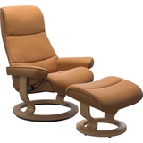 Stressless Stressless® Relaxsessel »View«, (Set, Relaxsessel mit Hocker), mit Classic Base, Größe M,Gestell Eiche braun