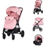 Chipolino Kombikinderwagen Ultera 2 in 1 Babyschale Fußabdeckung klappbar Korb rosa