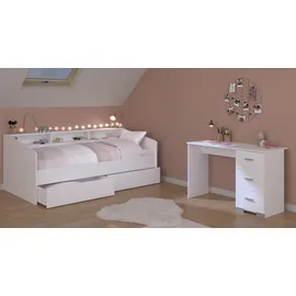 Parisot Jugendzimmer-Set "Sleep 41", weiß, B:113cm H:82cm T:203cm, Holzwerkstoff, Schlafzimmermöbel-Sets, Rückwände der Fächer am Bett drehbar