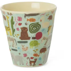 RICE Kleiner Kinderbecher aus Melamin Wildlife, 160 ml, mint