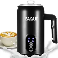 BAKAJI Elektrischer Milchaufschäumer, 4 in 1, automatischer Milchaufschäumer, 350 ml, Milchaufschäumer, leiser Betrieb, ideal für heißen oder kalten Cappuccino, Macchiato, Edelstahl