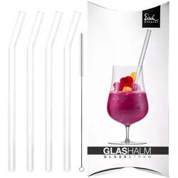 Eisch Gentleman Glashalm Set geknickt 4 Glashalme + Bürste