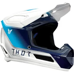 Thor Fleet Storm, Motocrosshelm Jugend - Weiß/Dunkelblau/Hellblau - S
