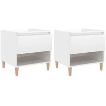 vidaXL Nachtschrank 2 Stk. 50 x 46 x 50 cm Hochglanz-Weiß
