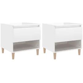 vidaXL Nachtschrank 2 Stk. 50 x 46 x 50 cm Hochglanz-Weiß